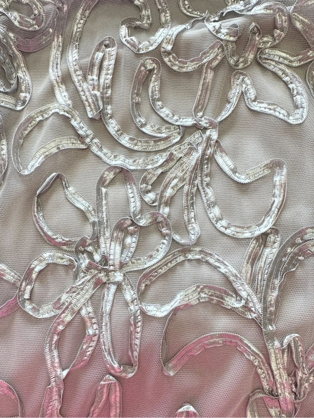 Jessica Howard Silver Sequin Lace Metallic Cocktail Sheath Dress Size 6 - Picture 4 of 7